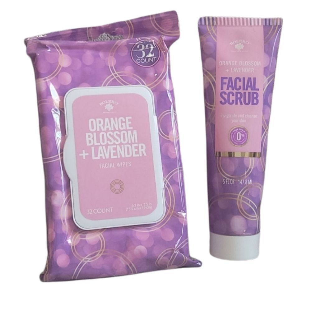 Bolero Beverly Hills orange blosson & lavender face scrub and wipes set